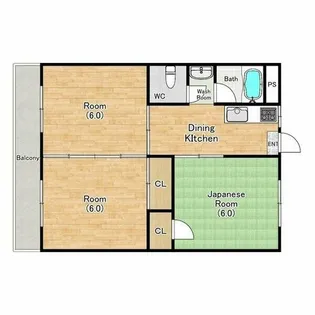 北野田巽マンションB棟【2階】の間取り