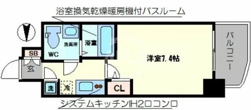 ラシュレエグゼ難波西【4階】の間取り