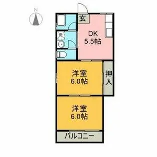 清水コーポ【1階】の間取り