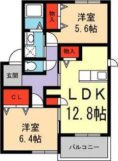 ツインヒルズA・B棟【A102号室】の間取り