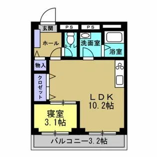 コーポ山方【1B号室】の間取り