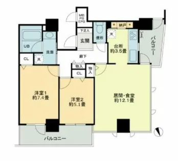 クロスレジデンス大阪新町【17階】の間取り