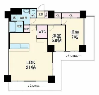 キングマンション堂島川【16階】の間取り
