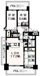 ファミールハイツ泉大津 セントハーバーシティ6番館【307号室】の間取り