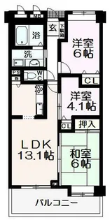シャルマンフジ泉大津ロイヤルガーデン【5階】の間取り