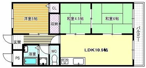 玉手山内外ハイツ【3階】の間取り
