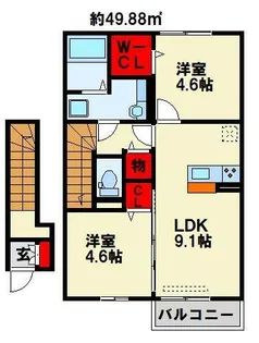 イオメールかんだ B棟【202号室】の間取り
