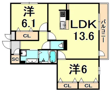 南塚口メディエートプラザ2【3階】の間取り