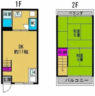 大阪府羽曳野市野々上1丁目【テラスハウス】の間取り