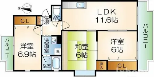 シャロームD【4階】の間取り
