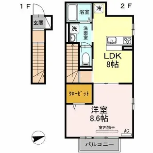 福岡県久留米市御井旗崎1丁目【アパート】の間取り