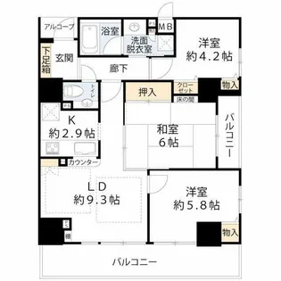 ファミール高津タワー【14階】の間取り