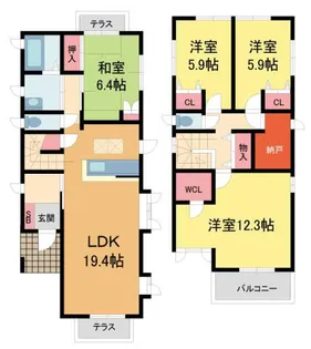 兵庫県芦屋市三条南町【一戸建】の間取り