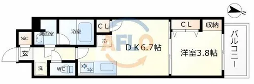 Dimora靭公園【6階】の間取り