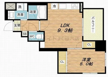 クルーヴェルチュ扇町公園【8階】の間取り