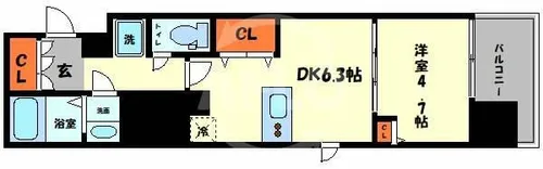 Luxe難波南【4階】の間取り