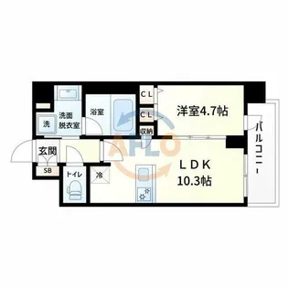 スプランディッド難波キャトル【10階】の間取り