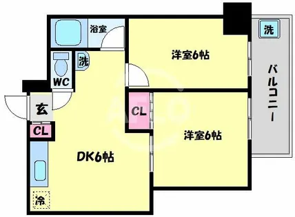 ヴィラウエスト難波【4階】の間取り