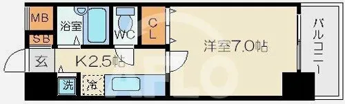 グラマシー心斎橋東【8階】の間取り