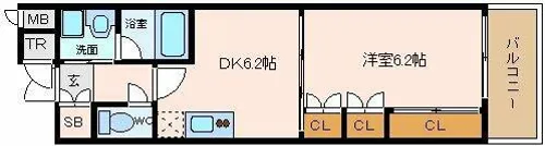 CITY SPIRE難波WEST【10階】の間取り