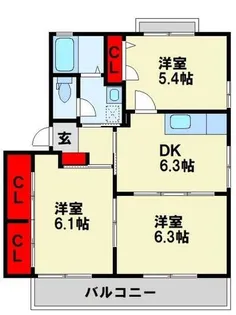 サンスカイエール C棟【202号室】の間取り