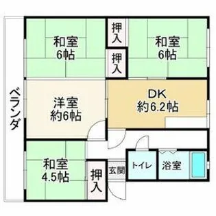西夢前台ハイツ【1階】の間取り