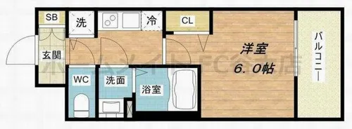 レオンコンフォート阿波座西【6階】の間取り