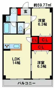 ニューガイア上石田【3階】の間取り