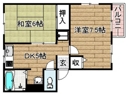 グランドハウス中井【101号室】の間取り