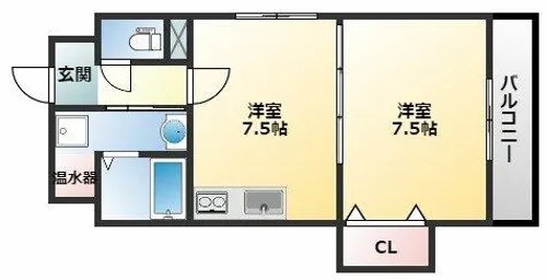 カデンツァ瓜破【1階】の間取り