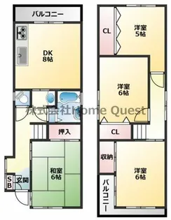 大阪府八尾市南本町4丁目【一戸建】の間取り