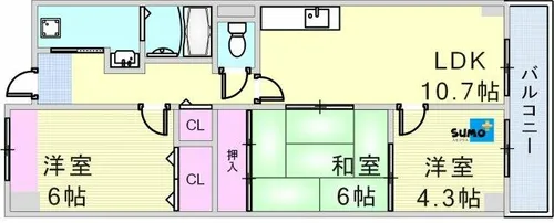 ソーシャルライフ西明石【2階】の間取り