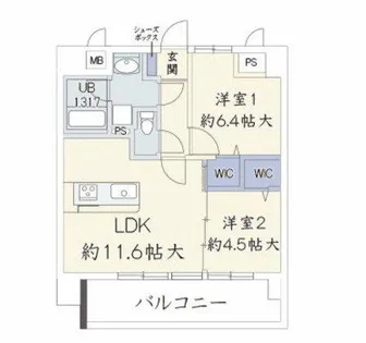 ブリエウメキタ【6階】の間取り