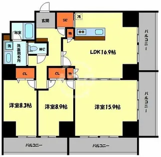 船場ミッドキューブ【13階】の間取り