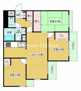 ダイアパレス魚崎【4階】の間取り