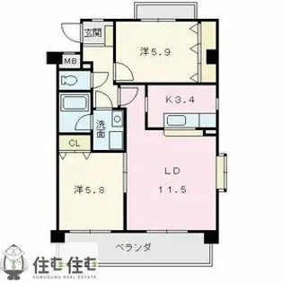クレセントヒルズ【3階】の間取り