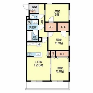 ブルシア【106号室】の間取り