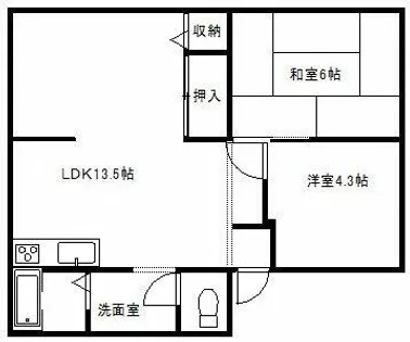 サンビレッジ・ピュアⅠ B棟【105号室】の間取り