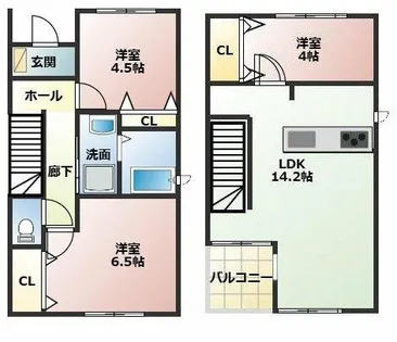 愛知県常滑市鯉江本町4丁目【一戸建】の間取り