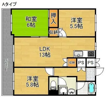 ハイツ粟新上住吉【4階】の間取り