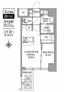 コンフォリア・リヴ桜川ソルテラス【4階】の間取り