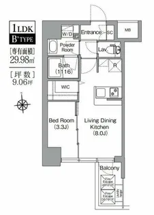コンフォリア・リヴ桜川ソルテラス【3階】の間取り