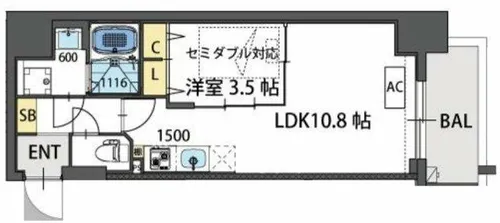 ラ・フォルム天満橋EAST【7階】の間取り