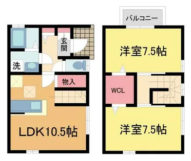 兵庫県西宮市川西町【タウンハウス】の間取り
