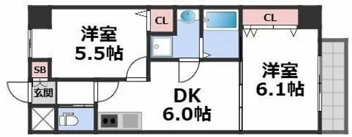 グランパシフィック寺田町【1階】の間取り