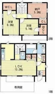愛知県江南市木賀本郷町西【一戸建】の間取り