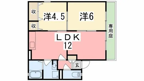 2LDKの間取り画像