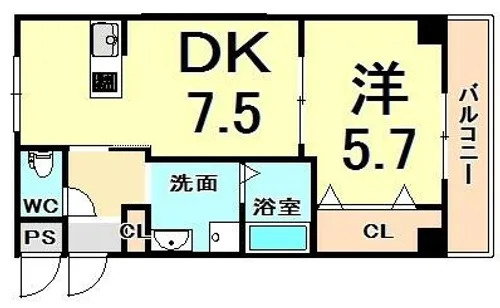シロハイヌ西難波【1階】の間取り