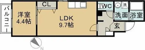Le ciel中村日赤【1階】の間取り