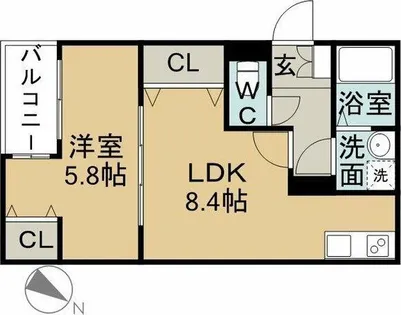 1LDKの間取り画像